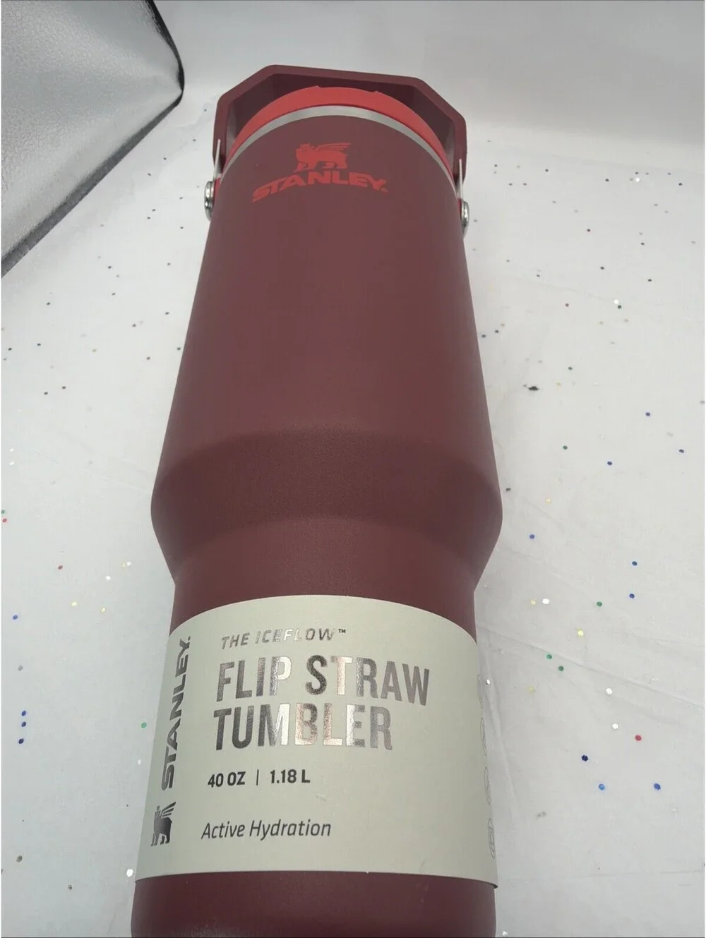 Stanley IceFlow Flip Straw Tumbler 40 oz Cranberry Insulated Stainless Steel NEW